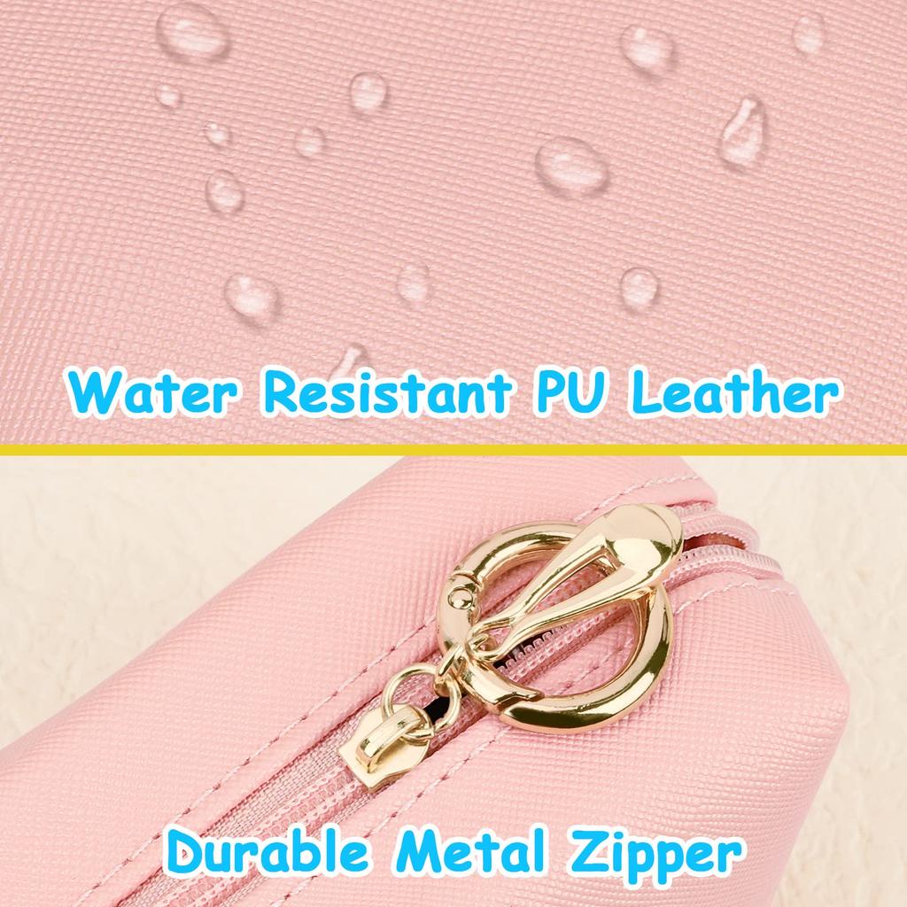 Desing Wish Mini Pouch with Key PU Leather Cute Travel Small Makeup Pouch Ring, Pouch, Pouch, (Pink)