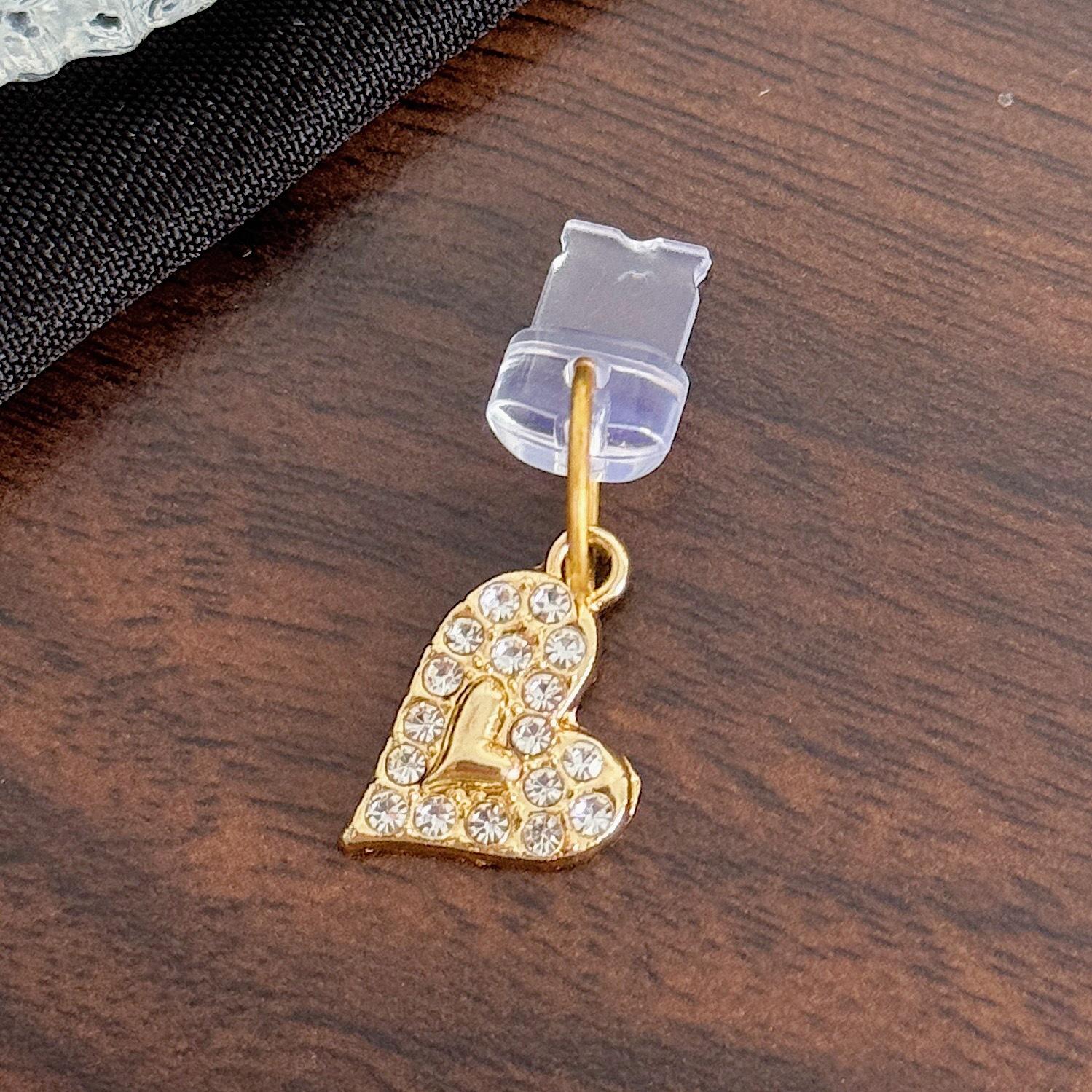 Personalized Shiny Rhinestone Heart Key Phone Dust Plug Pendant Charm Apple interface
