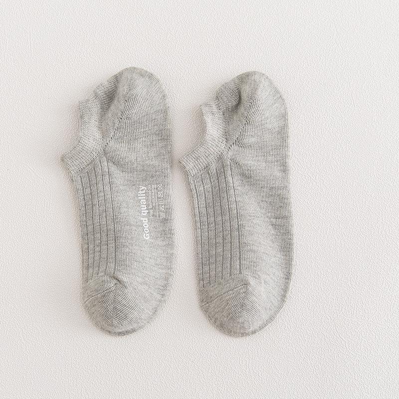 Men's Low-Cut Invisible Boat Socks - Japanese Style, Solid Color, Shallow Cotton, Short Printed Designs, Perfect for Spring & Summer