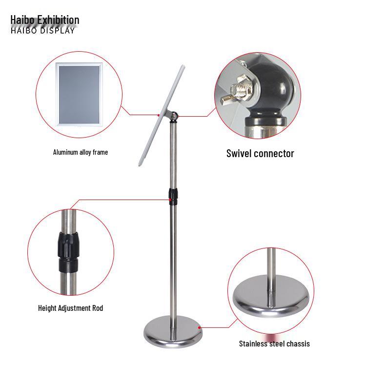 Stainless Steel Vertical Advertising Standee Display Stand for Hotels