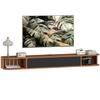 Wall-Mounted TV Stand for 60" TVs, Drop-Down Drawer, 2 Shelves, 140x24x16cm, Walnut
