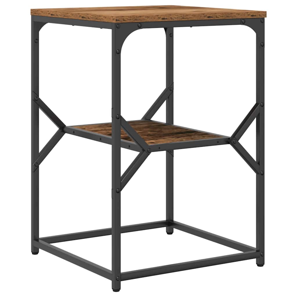 Side Table Reclaimed Wood 41 X 40 X 60 Cm Engineered Wood and Steel