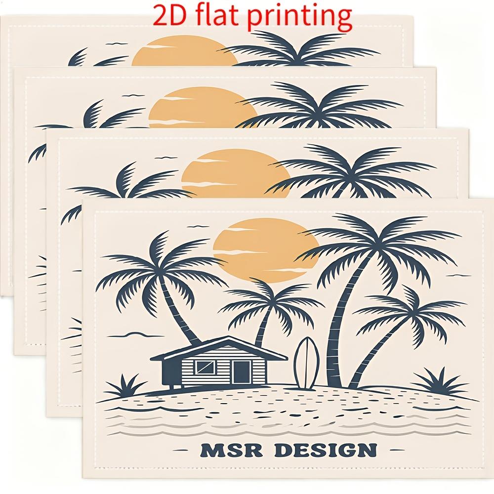 

Set of 4 Beach Placemats Tropical Palm Sunset Design Lightweight Polyester 12x18 Inch for Summer Dinners Vacation Theme 30x45cm-4PC