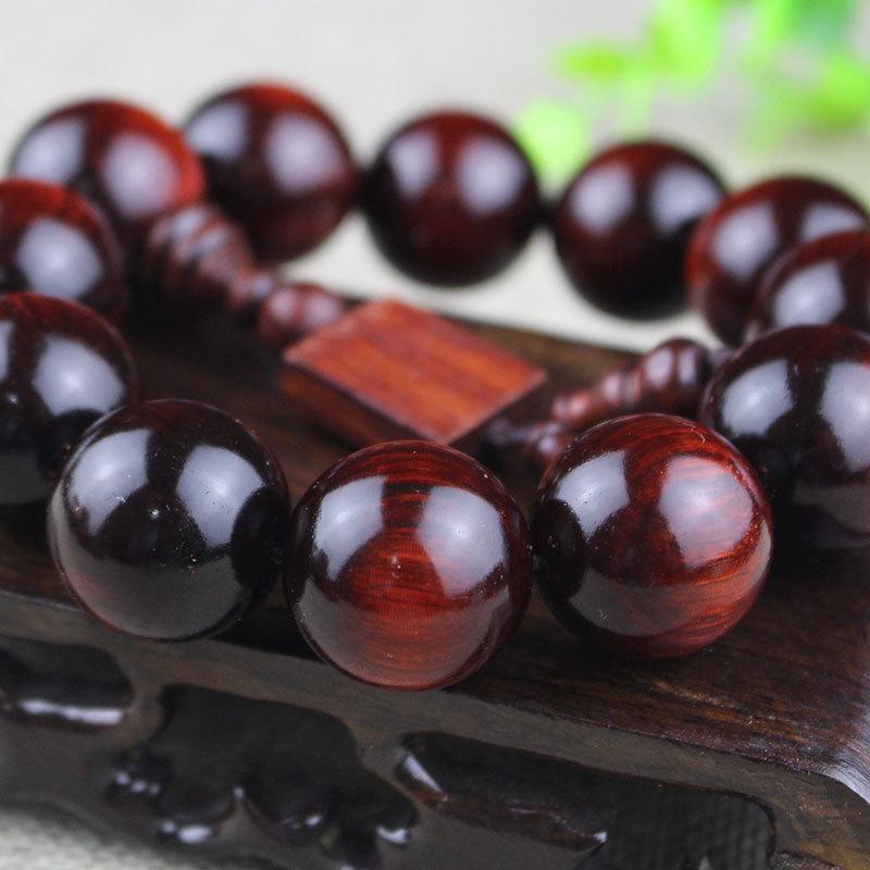 Purple Sandalwood Rhinoceros Horn Prayer Beads Bracelet with High Oil Content - 20 Red Wood Beads