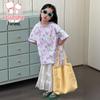 Girls' Heart Print Short Sleeve T-Shirt