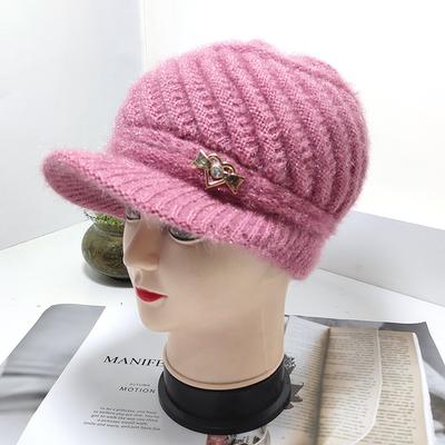 Middle-aged and Elderly Women's Winter Thickened Woolen Hats for Mothers Knitted Hat for Keeping Warm and Protecting from the Cold While Cycling In