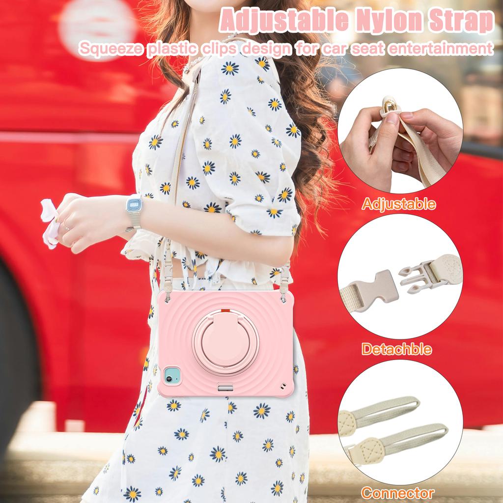 For iPad Air 11 (2025)/(2024)/Air (2022)/(2020)/Pro 11 (2022)/(2021)/(2020)/(2018) Kickstand Case with Shoulder Strap