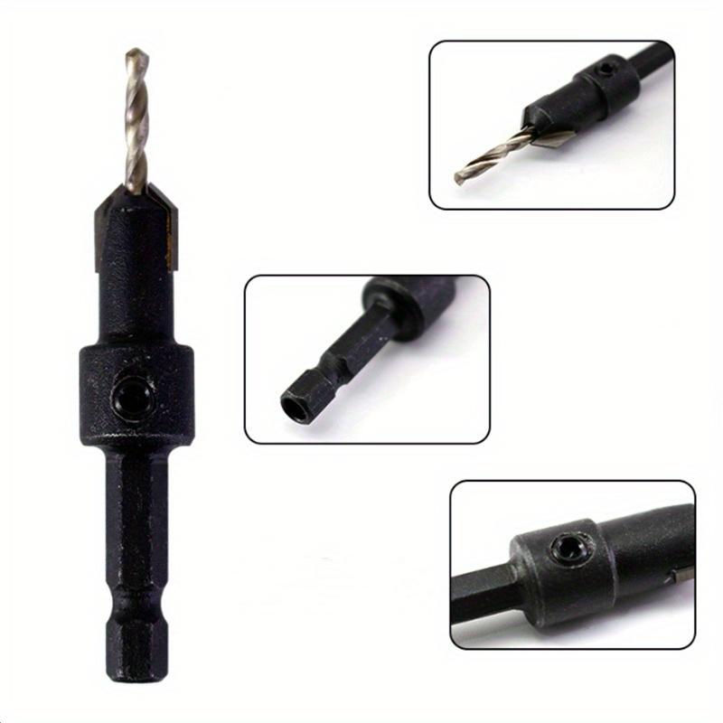 6pcs Countersink Drill Woodworking Drill Bit Set Drilling Pilot Holes For Screw Sizes #5 #6 #8 #10 #12 With a Wrench Tools