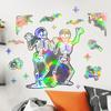 Halloween Skeleton Window Cling Waterproof PVC Holographic Skeleton Static Glass Sticker Home Bedroom Holiday Party Decoration Decal