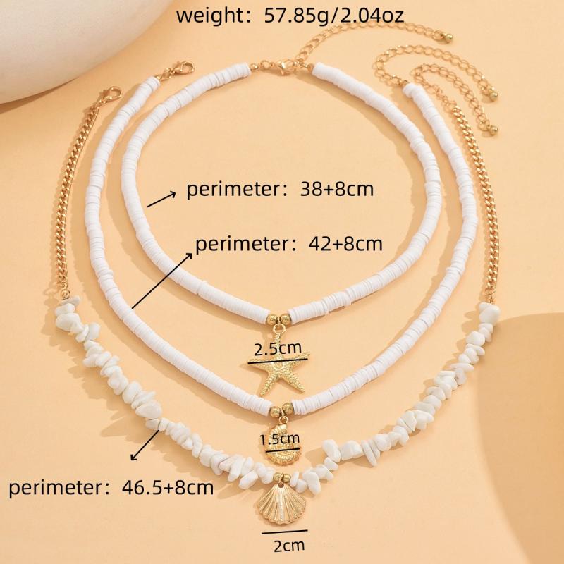 Bohemian Shell Chain Clavicle Necklace  Rice Beads Multi Layered Necklace Summer Sexy Beach Jewelry Gifts