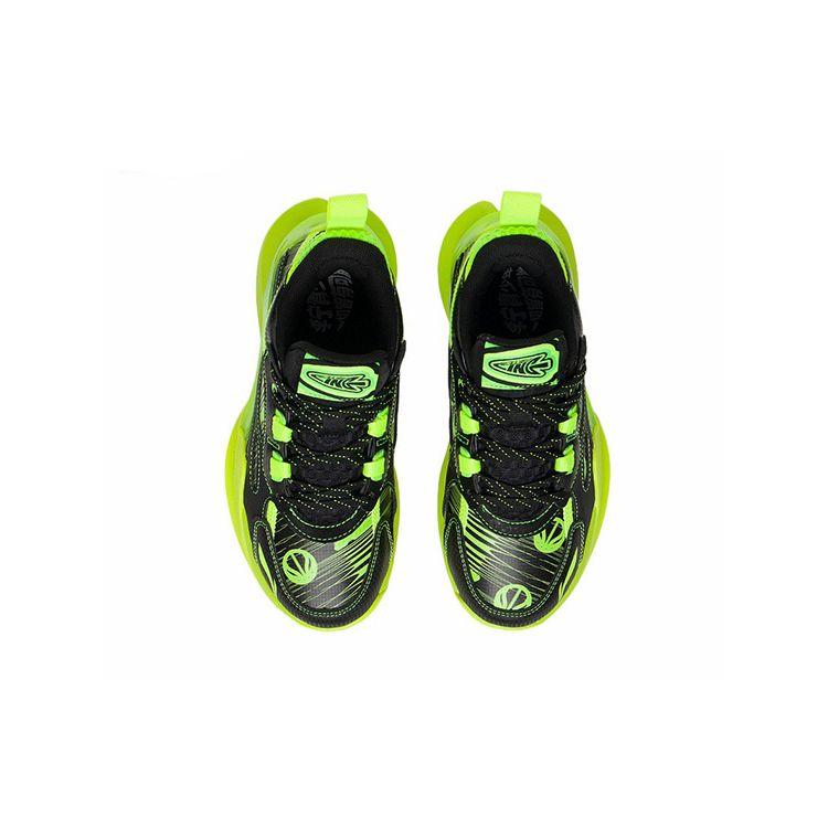 Li Ning Youth Pioneer Team 2.5 Comfortable Rebound Support Mid-Top Basketball Shoes Kids basketball shoes Black Fluorescent-Green YKBS050-17