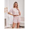 VEZFAA Women's Fashion Spring Summer Stripe Print Short Sleeve O‑Neck Casual Pajama Set