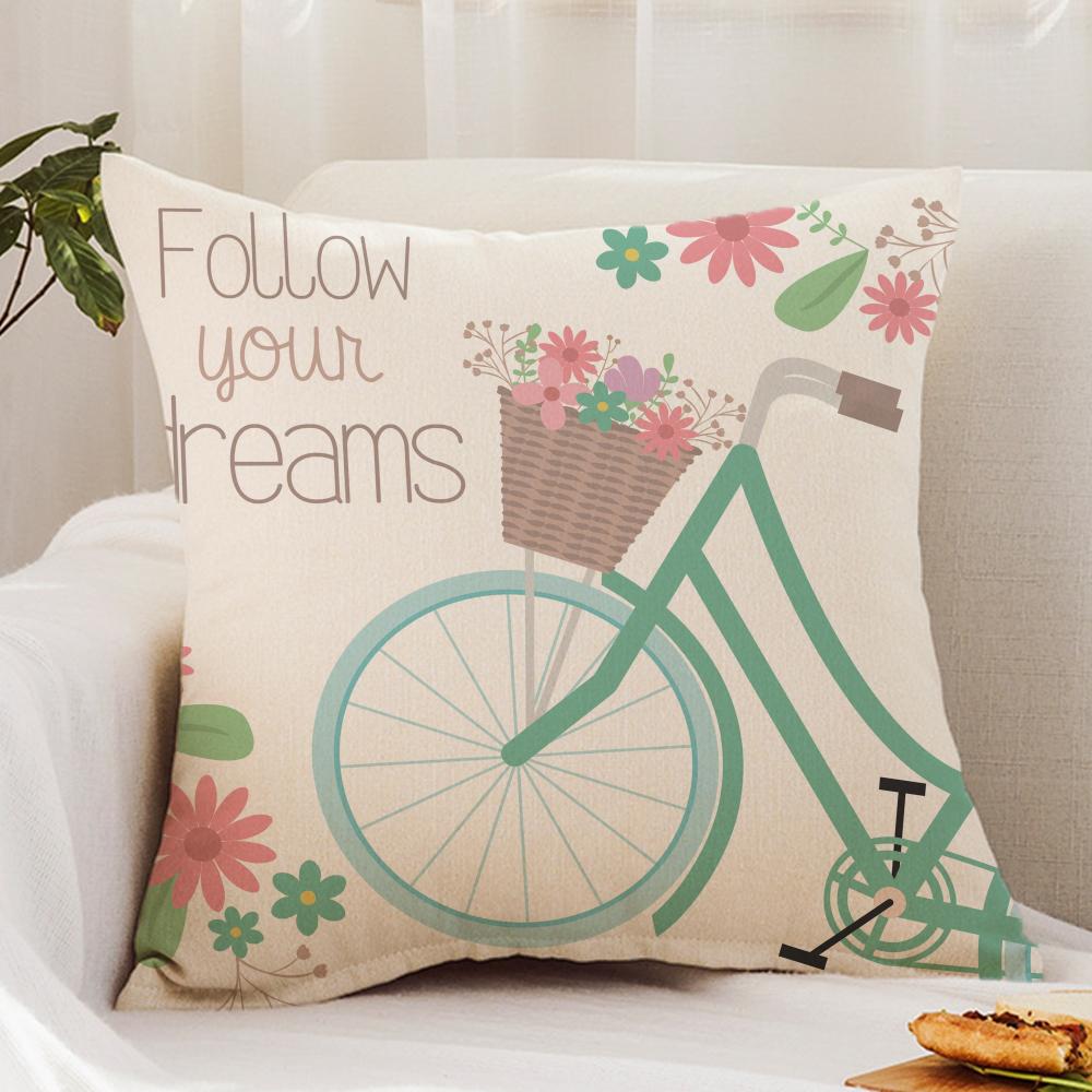 Country Flower Bicycle Cushion Cover Premium Comfort Reversible Pillow Cover - Dual - Use Design for Home & Car