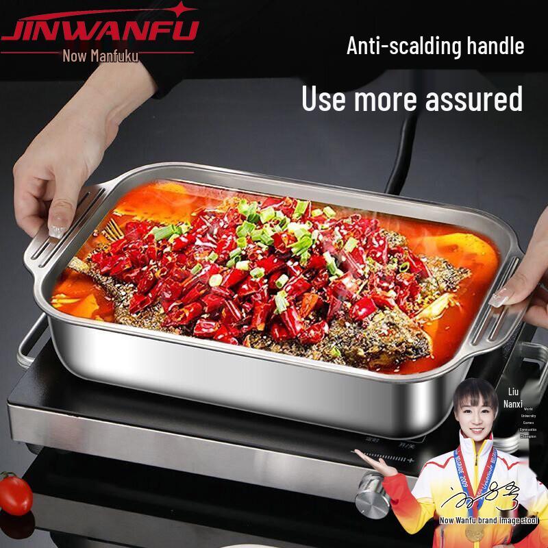 

Jinwanfu Stainless Steel Rectangular Roasting & Serving Platter
