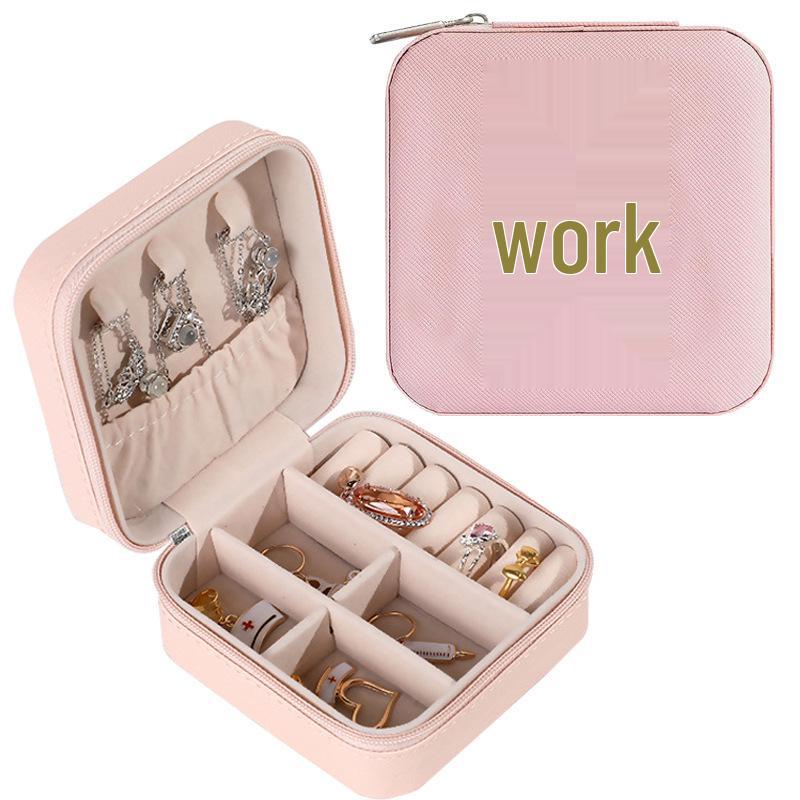 Large Capacity Jewelry Box for Stud Earrings and Rings - Portable Leather Storage with Letter Design