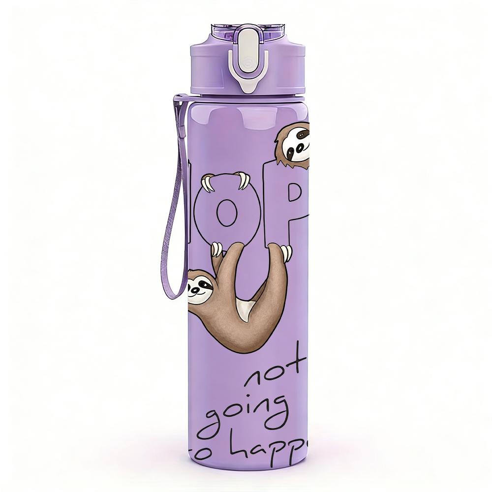 1PC Sloth Nope Slogan Graphic,750ml Color Plastic Sports Water Bottle,Leakproof Flip Straw Lid,Suitable for Sports Office Home Use