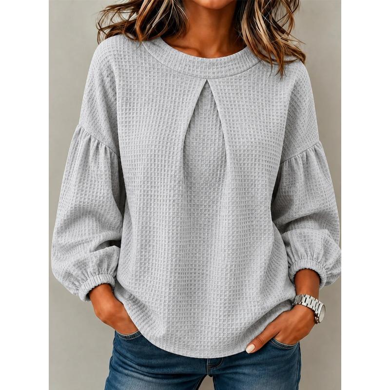 JPNTKY Women's Fashion Casual Long Sleeve O-Neck Blouses & Shirts