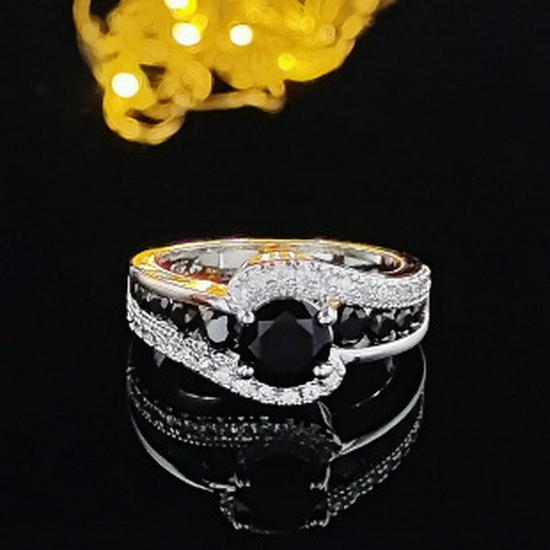 Luxury Women's Hip-Hop Zircon Ring - Trendy Hollow Design for Index Finger