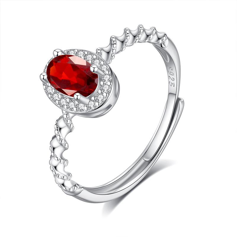 S925 Sterling Silver Ring Women's Natural Crystal Stone Jewelry Niche High-end Open Ring