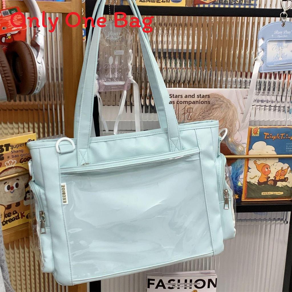 Youth Campus Nylon Crossbody Bag With Transparent Layer For Daily Casual Use