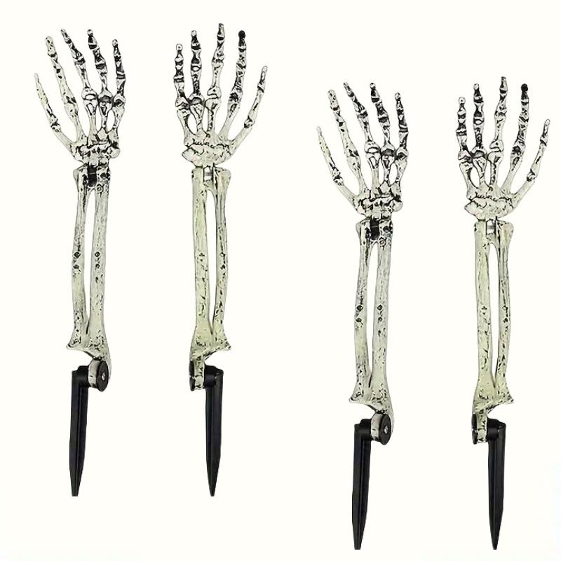 1/6pcs Skeleton Bone Garden Ground Stakes Skull Head & Hand for Halloween Home Yard Ground Insert Holiday Party Decor Ghost Hand