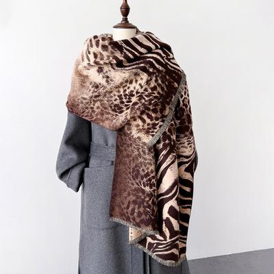 Schal mit Leopardenmuster Dick Warm Mode Beidseitiger Schal Herbst Winter Schals Bandana Wickel Halstuch Damen Luxus Cachecol