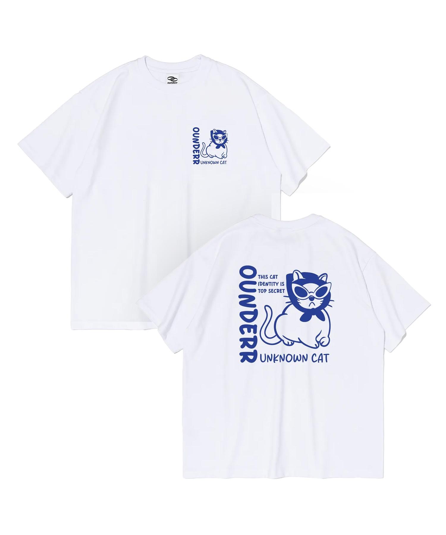 O Under R Unknown Cat Oversized Short Sleeve T-Shirt (White) S