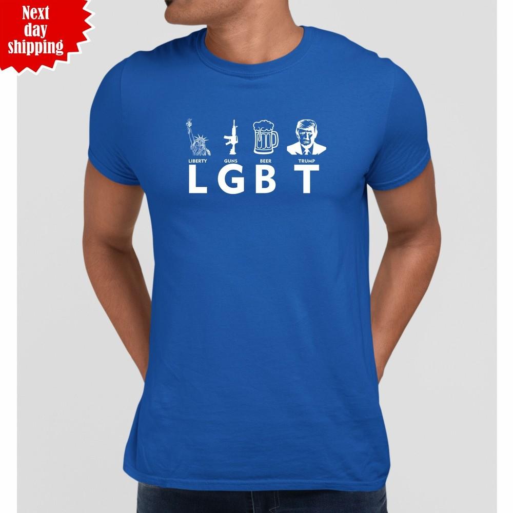 

Men T Shirt Liberty Guns Beer Trump Printed Funny 100% Cotton Crew Neck Tee Tops 3XL