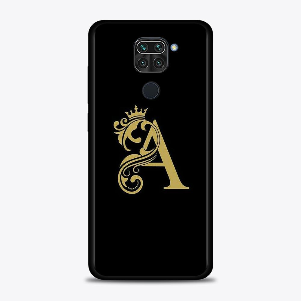 Shell For Xiaomi Redmi Note 11 10 9 8 7 Pro Max 9T 8T 9S Case for Redmi 10 9 8 9C 9A 8A 7A Luxury Golden yellow Crown Letter A-Z