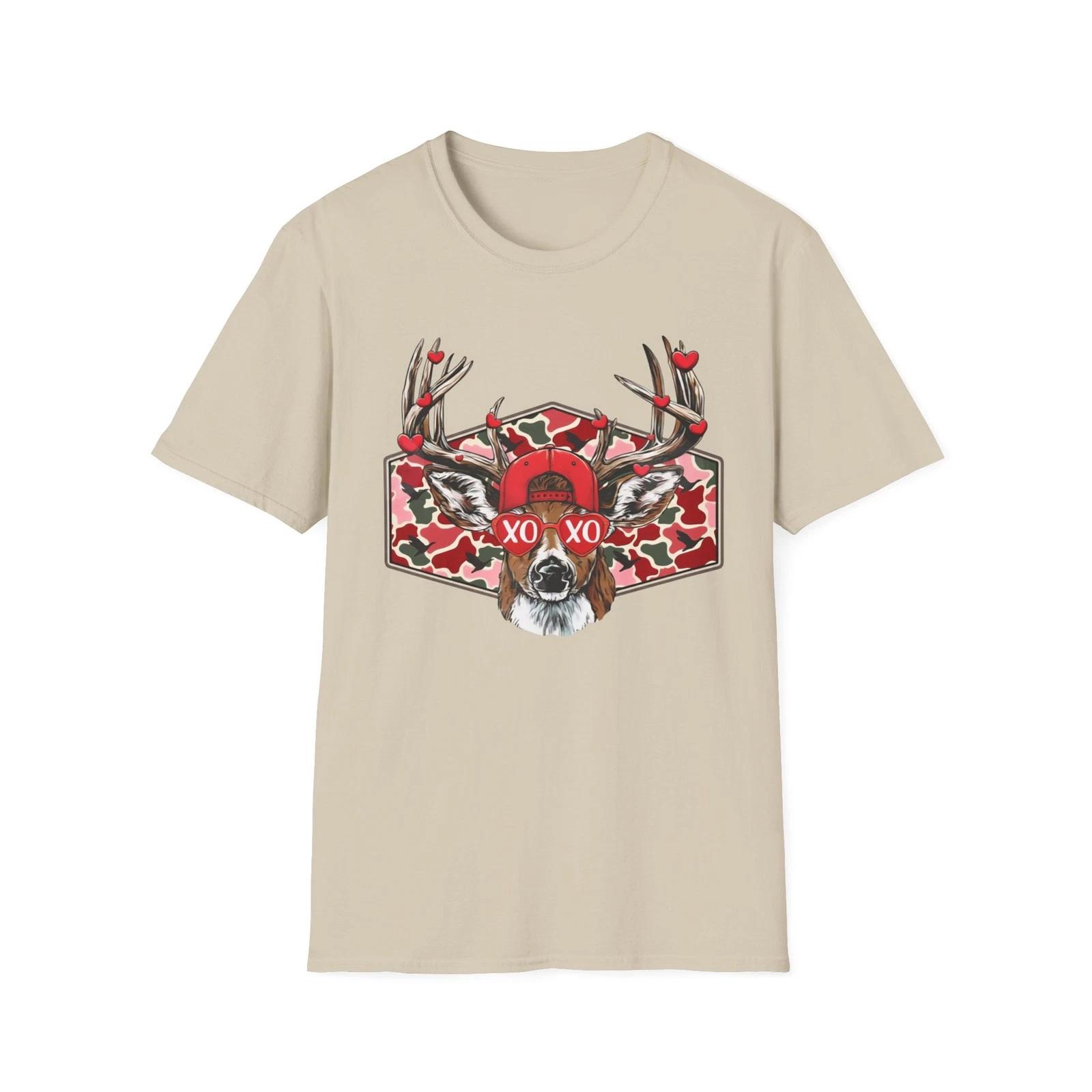 Deer with Antlers T-Shirt | Red Camo XO Badge 4XL