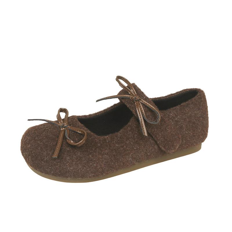 

French With Skirt, Shallow Mouth Flat-Soled Single Shoes, Women S New Spring Bow, Mary Jane Gentle Wind Single Shoes 35 коричневый