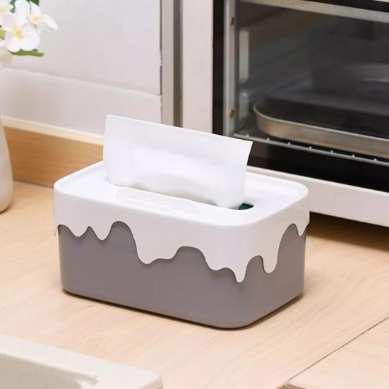 Rectangular Tissue Box Holder with Lid Large Capacity Universal Fit Tissue Container Car Napkin Holder Case