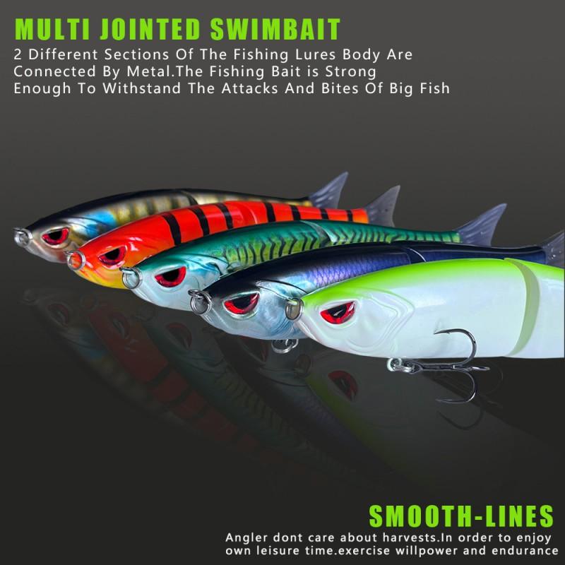 Multi-Jointed Topwater Jerkbait Lure 65g/19g With Rattling Beads 3X Treble Hook Sea Freshwater Bass Pike Fishing