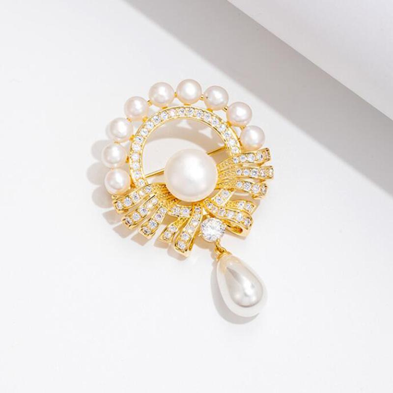 Broșă Baroc Elegantă în Formă de Picătură de Apă cu Perlă Imitată pentru Femei Bijuterii de Lux pentru Petrecere Cadou Accesorii Acul de Haină