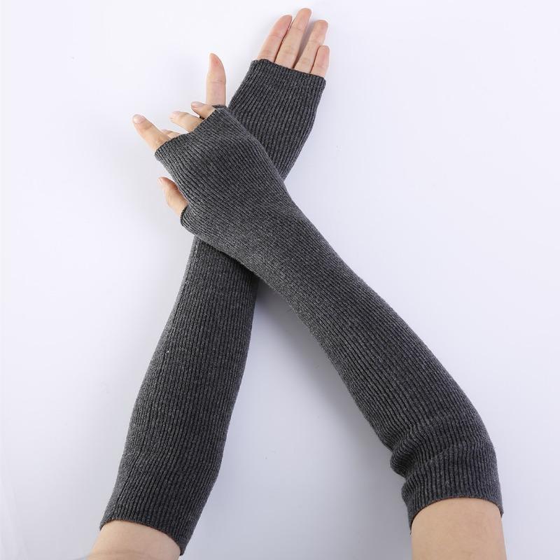 Botvotee Cashmere Arm Warmers Soft Y2k Accessories Sleeves for Women Arm Guard Winter Knit Warm Half Finger Fashion Pink Gloves
