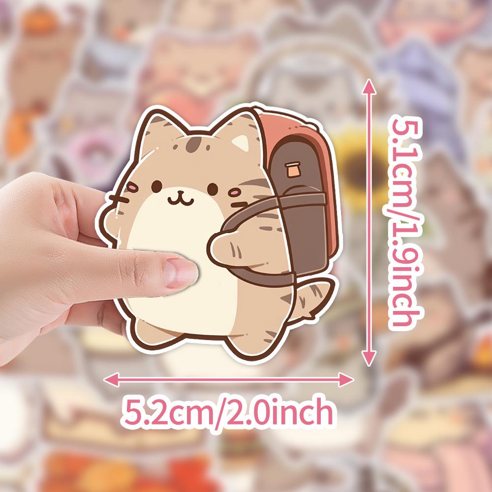50 Cute Kawaii Kitten Graffiti Waterproof Stickers for Water Bottles and Luggage
