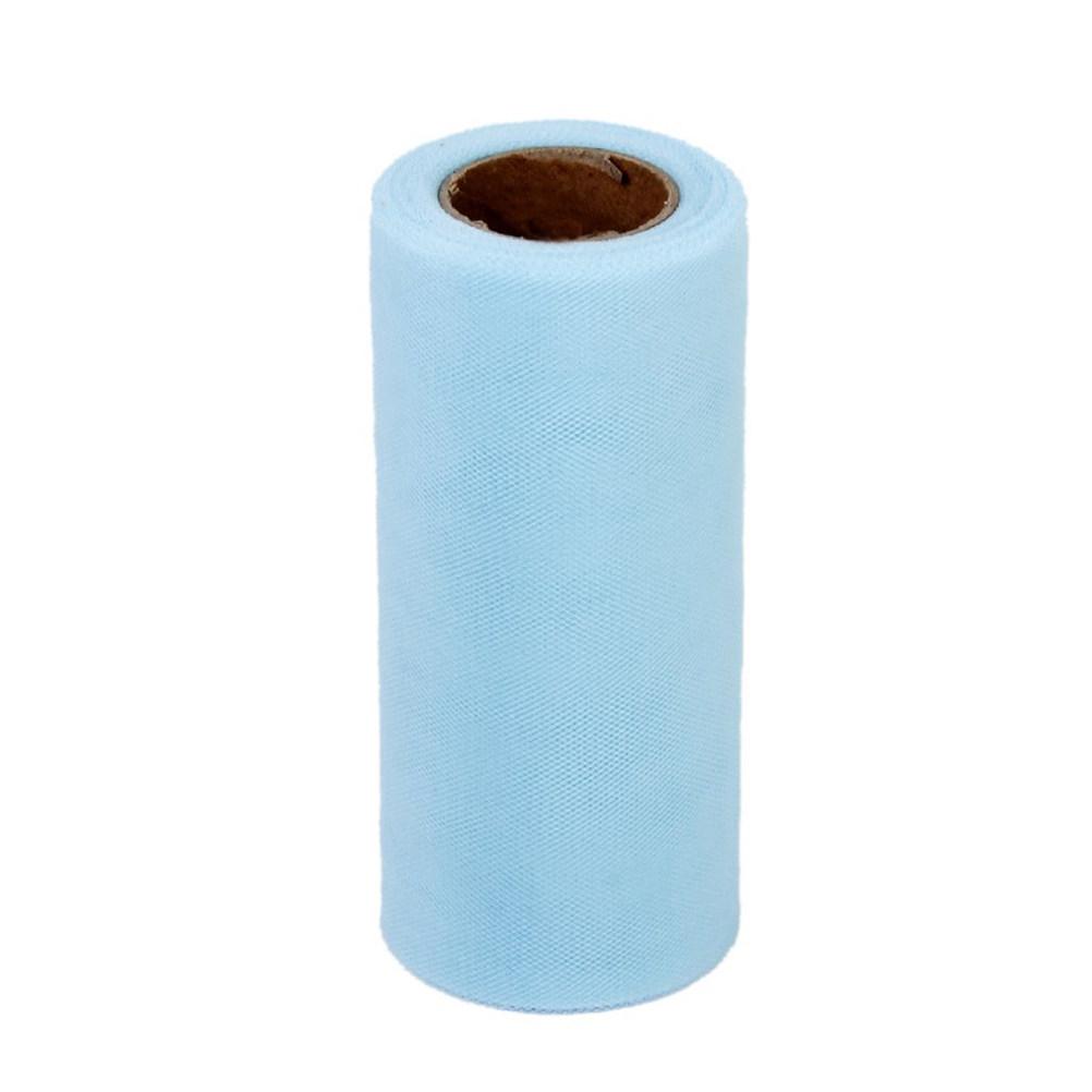 Polyester Sky Blue Tulle Roll 22M X 15Cm for DIY Tutu Crafting Wedding Car Decoration Floral Arrangements Party Room Doorway