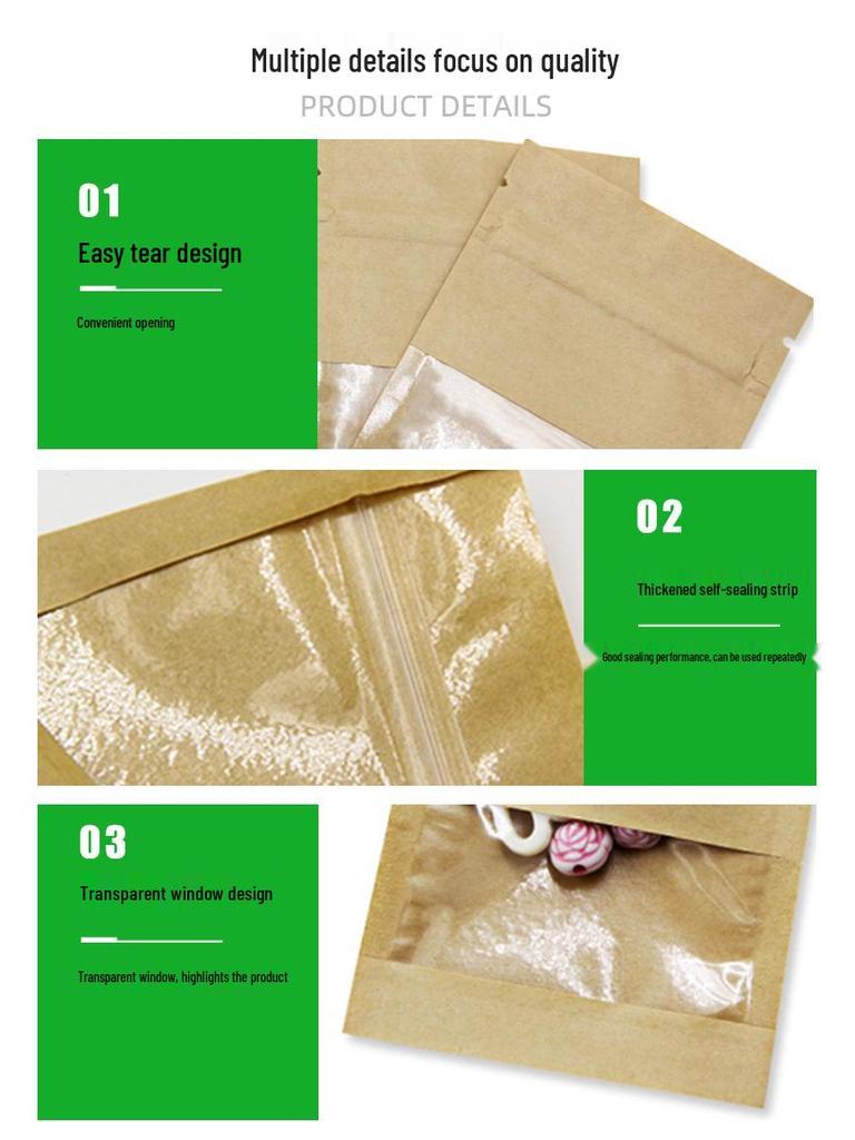 Earrings and Ear Accessories: Thick Transparent Self-Sealing Kraft Paper Bags for Packaging and Food Storage