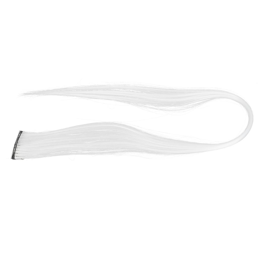 Bright Color Hair Extensions Hairpiece Straight Hairpiece Clip for Cosplay Dress Up Party HolidayWhite