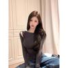 Spicy Girl Waist-Cinching Long-Sleeve Pleated T-Shirt - Slim-Fit, Figure-Flattering Design for Early Autumn