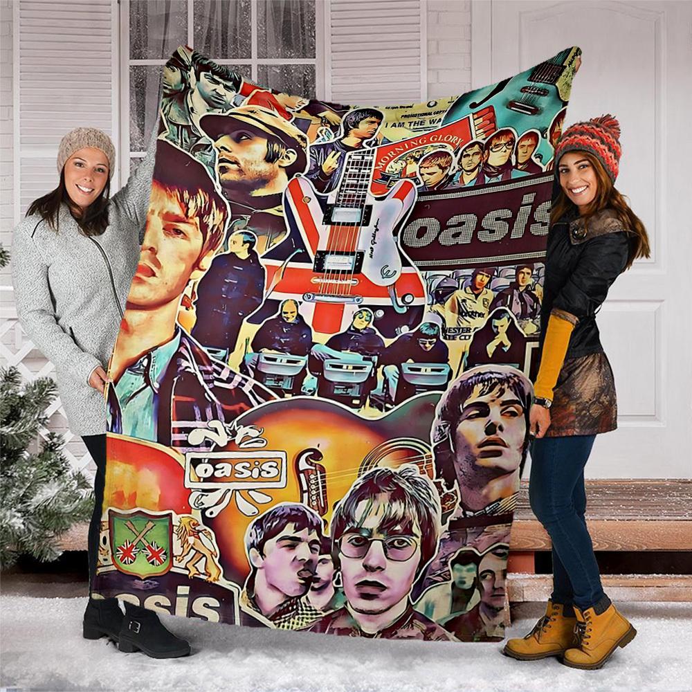 1pc Oasis Band Outdoor Flannel Blanket, Cozy & Warm Soft Te Playful Design, Napping Camping,