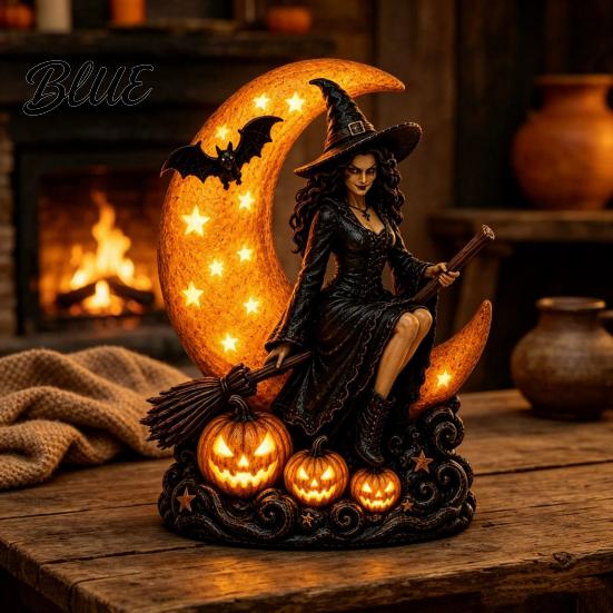 Dark Fairy Tale Moon LED Halloween Lamp Witch Table Ornament Gothic Crescent Night Light Indoor Window Display Decor Spooky