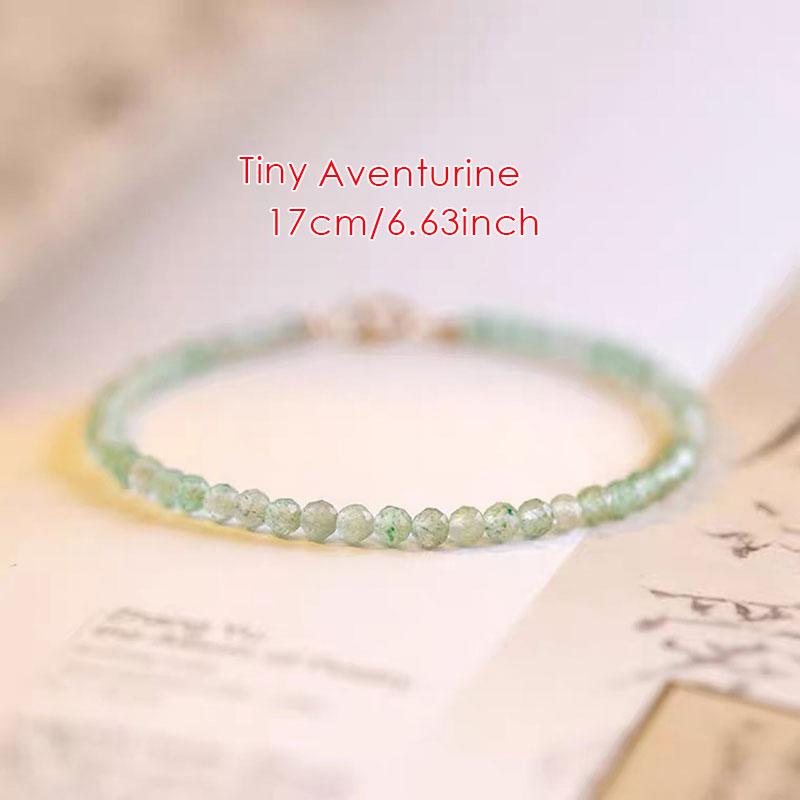 Dainty Tiny Blue Natural Stone Moonstone Beads Bracelet for Women Healing 7 Chakra Delicate Small Stacking Bracelet