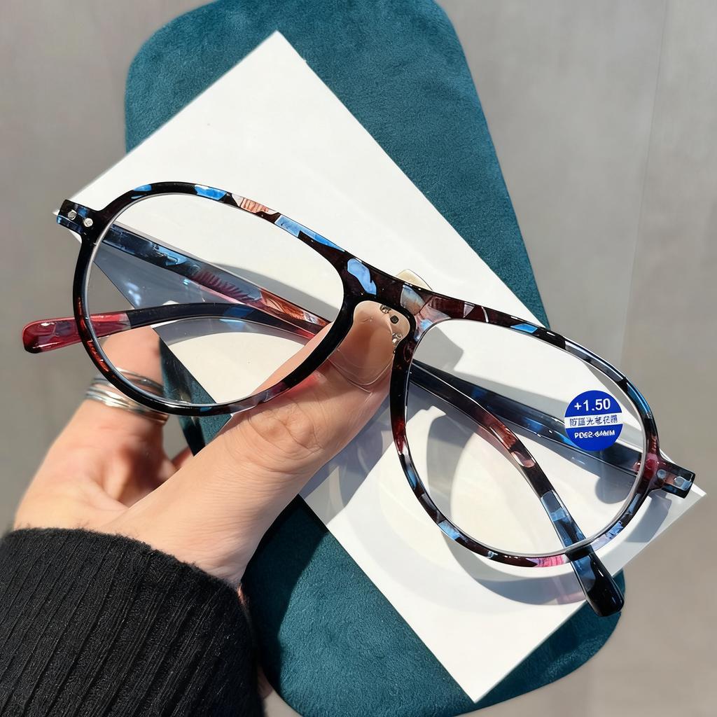 2025 New Fashionable Toad Shaped Women's Reading Glasses Retro Neutral High Quality Color Frame Anti Blue Light Glasses