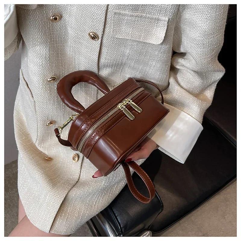 Luxury design sense mini crossbody bag Korean solid wax oil leather high-end texture simple small square bag