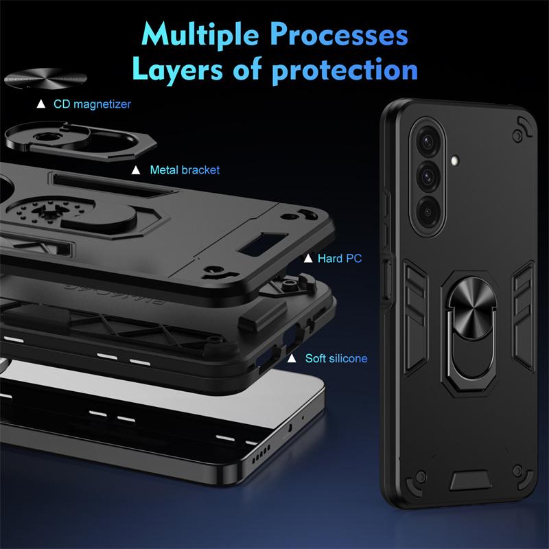 Rugged Armor Phone Cases Funda For Samsung Galaxy A27 A37 A57 A17 5G A07 4G Case Car Magnetic Ring Stand Holder Back Cover Coque