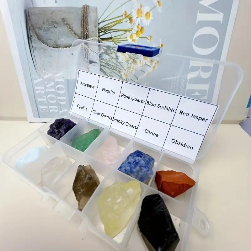 10PCs/Box Natural Crystal Rough Raw Set Energy Gemstones Rough Rocks And Mineral Chakra Stone With Box