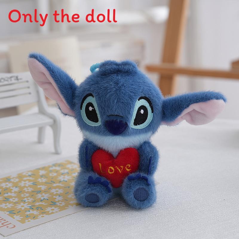 Cute Stitch Hugging Heart With Letter Embroidered Cartoon Plush Doll Pendant For Bag Decor And Collectors