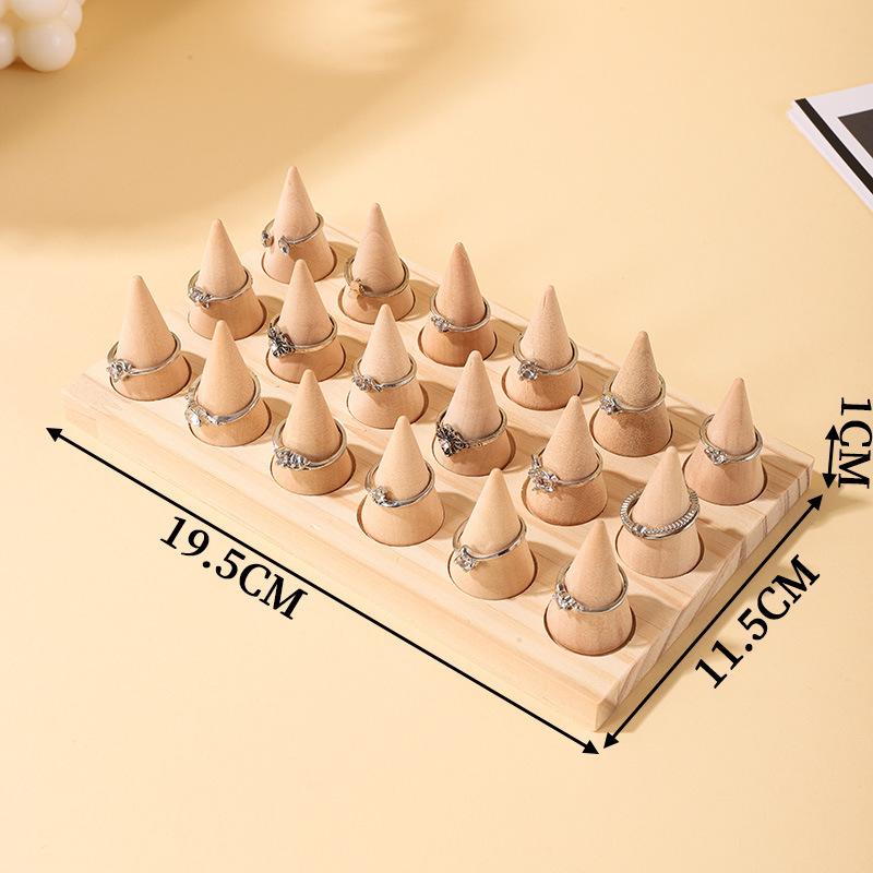 DIY Cone Solid Wood Ring Display Stand Combination Ring Holder Night Market Stall Ring Storage Rack Props