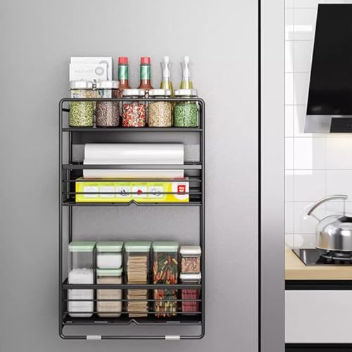 UYTON Multifunctional Washing Machine/Refrigerator Storage Rack, 30x15x50cm, Refrigerator Side Rack, Magnetic Spice Rack, 3-Tier Drawer Shelf, Spice R